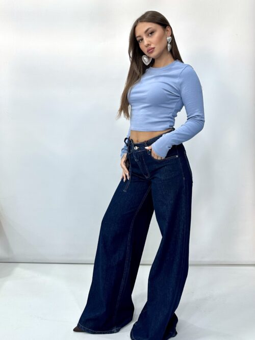 Jeans a palazzo con cinta